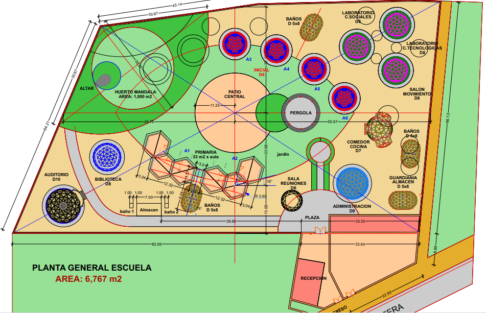 Plano de distribución general del terreno de Sumak Kawsay, aproximadamente 6 773 m².